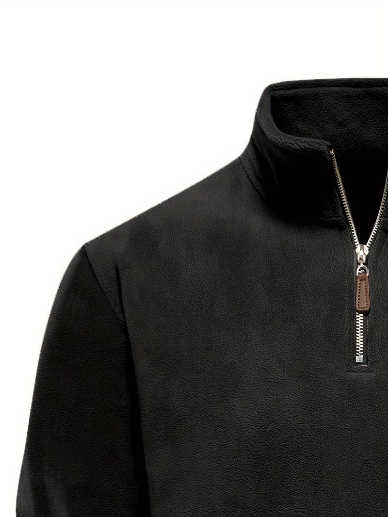 Product Introduction of Autumn & Winter Men's Fleece Henley Shirt, Stand Collar Half Zip Long Sleeve Pullover Top, Male's Classic Fashion, Outdoor Cloth 14