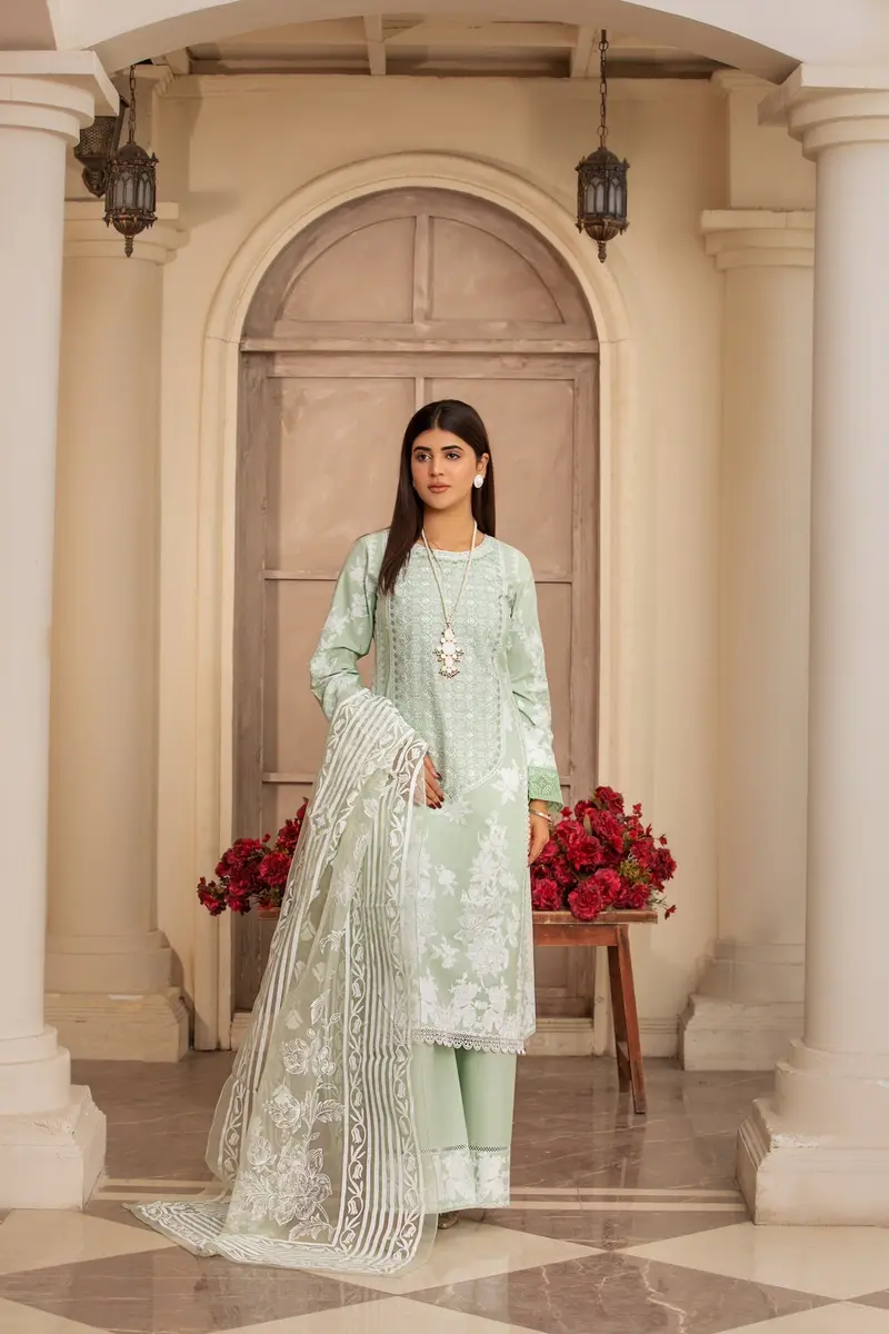 Product Introduction of 3 Pc Ready To Wear Cambric Cotton Embroidered Suit 2
