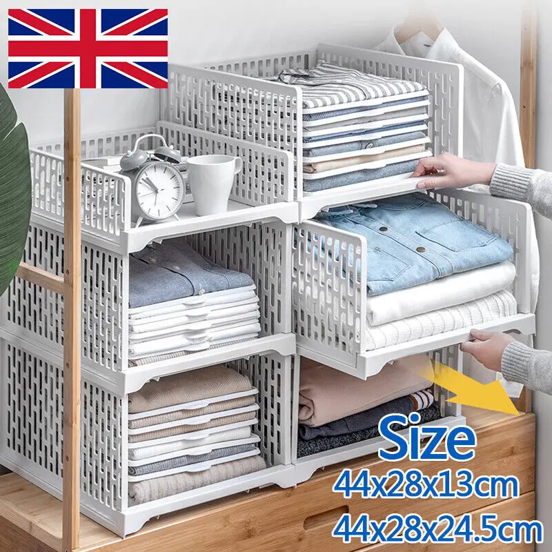 Stackable Wardrobe Drawer Units Organizer Clothes Closet Storage Basket Boxes S