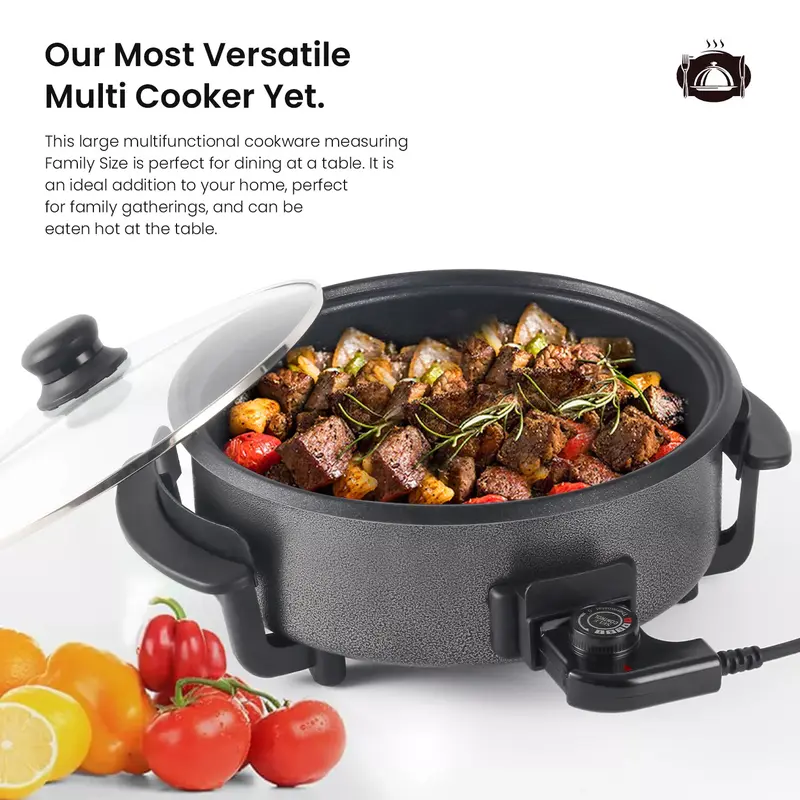 Superlex 30CM Electric Frying Pan with Glass Lid Multi-Function Healthy Cooker Easy Clean 4