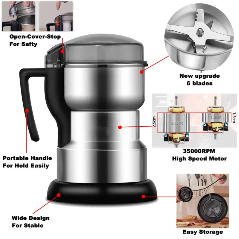 Electric Coffee Grinder Grinding Milling Bean Nut Spice Matte Blender 2