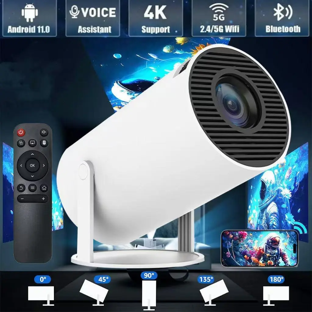 5G 4K Smart HD Projector with WiFi, Bluetooth, HDMI, USB, and Android for Home Theater and Office Use - Audio, Portable Projector