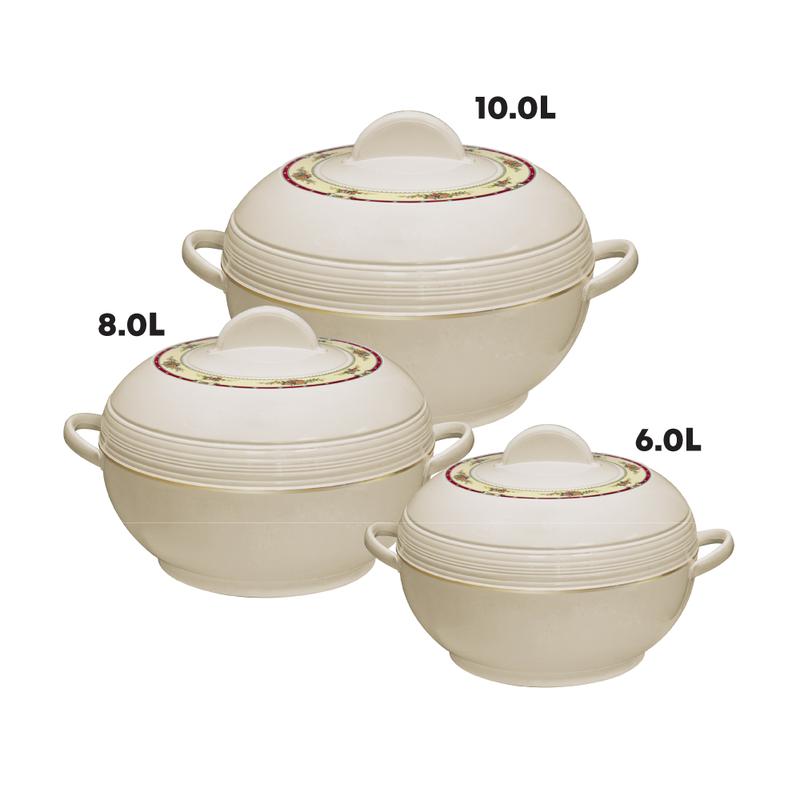 SQ Professional Ambiente Insulated Hot Pot Set 3pc Cookware Stainless Steel Handles Indoor Outdoors Warmer Casserole Set Stove 6