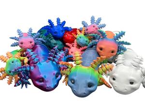 3D Printed Articulated Axolotl in Multiple Colours - Perfect for Display Decor Friend Ornaments