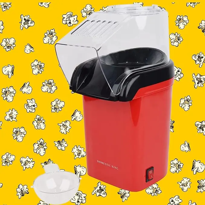 Domestic King Popcorn Maker Home Made Popcorn Machine 1200W with Measuring Cup Healthy Snack No Oil Electric Popcorn Makers 4