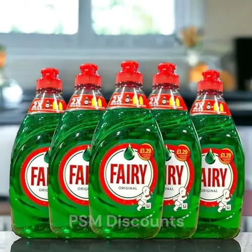 5x Fairy Original Washing Up Liquid Green with LiftAction - 320ml