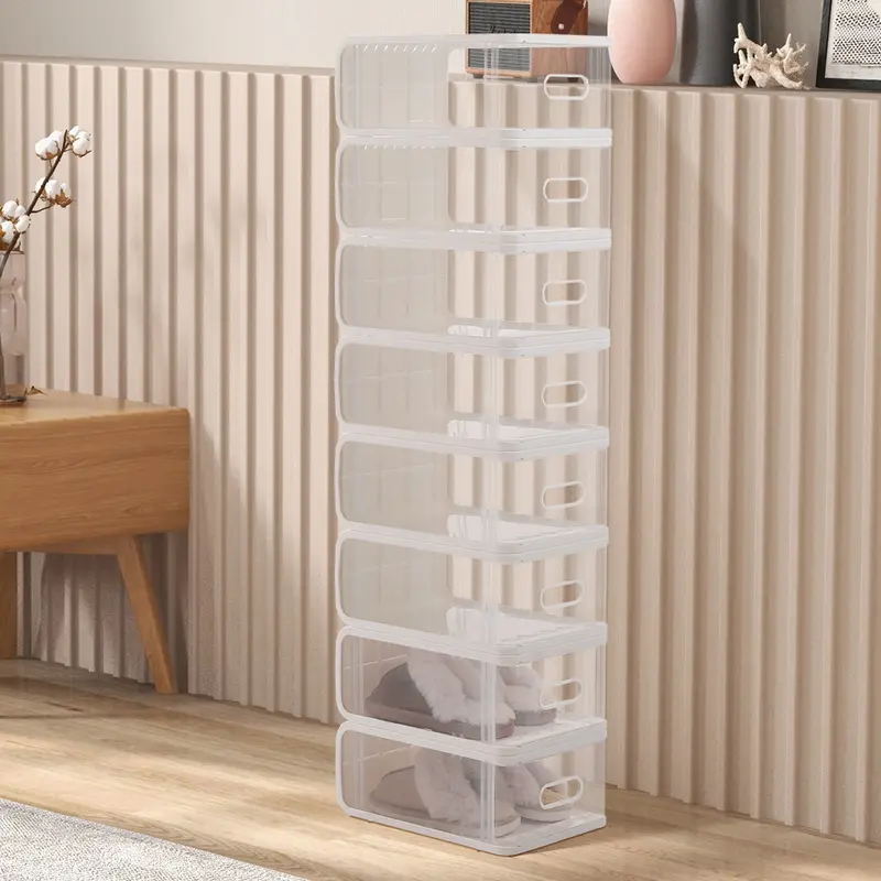 Livingandhome Transparent Stackable Shoe Storage Box Organiser For Closets and Entryways - Kitchen, Containers Plastic 2