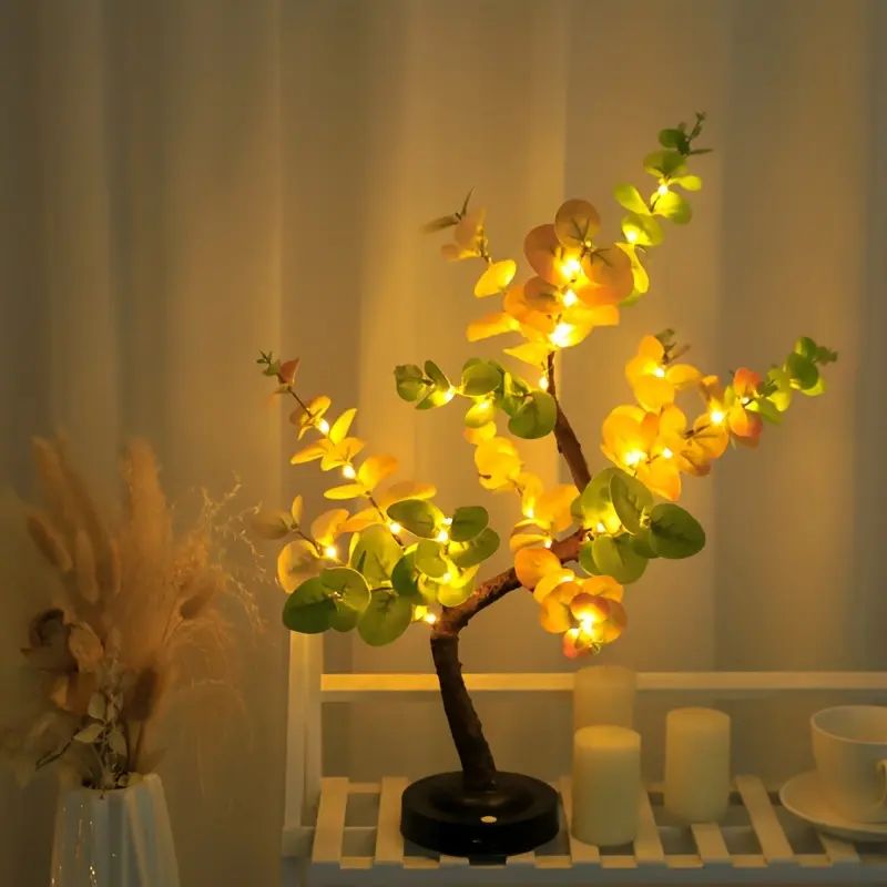 Shenzhi Tech DIY Bonsai Eucalyptus LED Tree Lamp - Flexible, Touch-Sensing Warm White Night Light, USB/Battery Powered, Perfect for Living Room, Bedroom Decor & Holiday Gifts 5