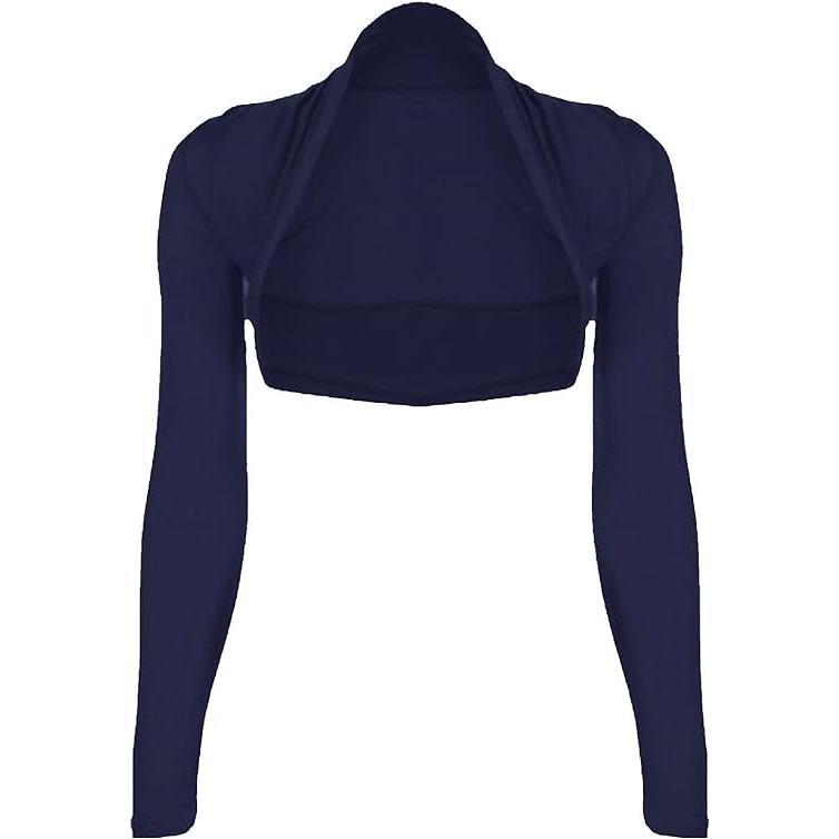 Ladies Cropped Long Sleeve Plus Size Bolero Shrug Womens Plain Open Front Cardigan Crop Top Shrug 3