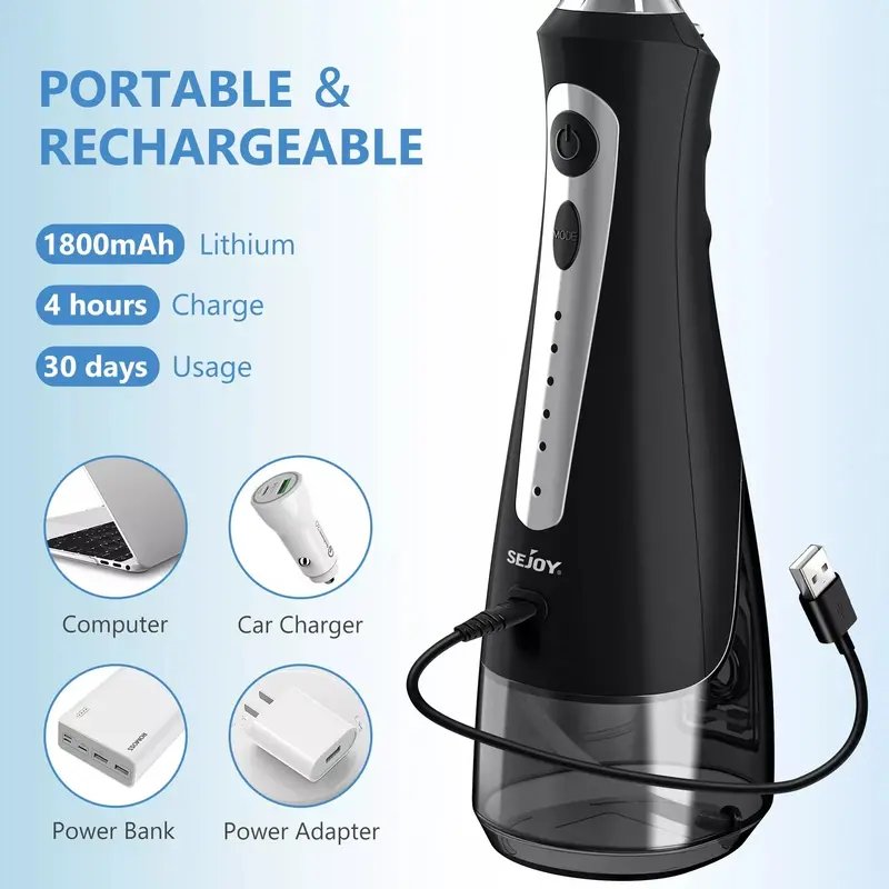 Sejoy Irrigator Dental Mouth Washing Machine Travel Portable Water Flosser Teeth Whitening IPX7 Waterproof Teeth Cleaning Tools 3