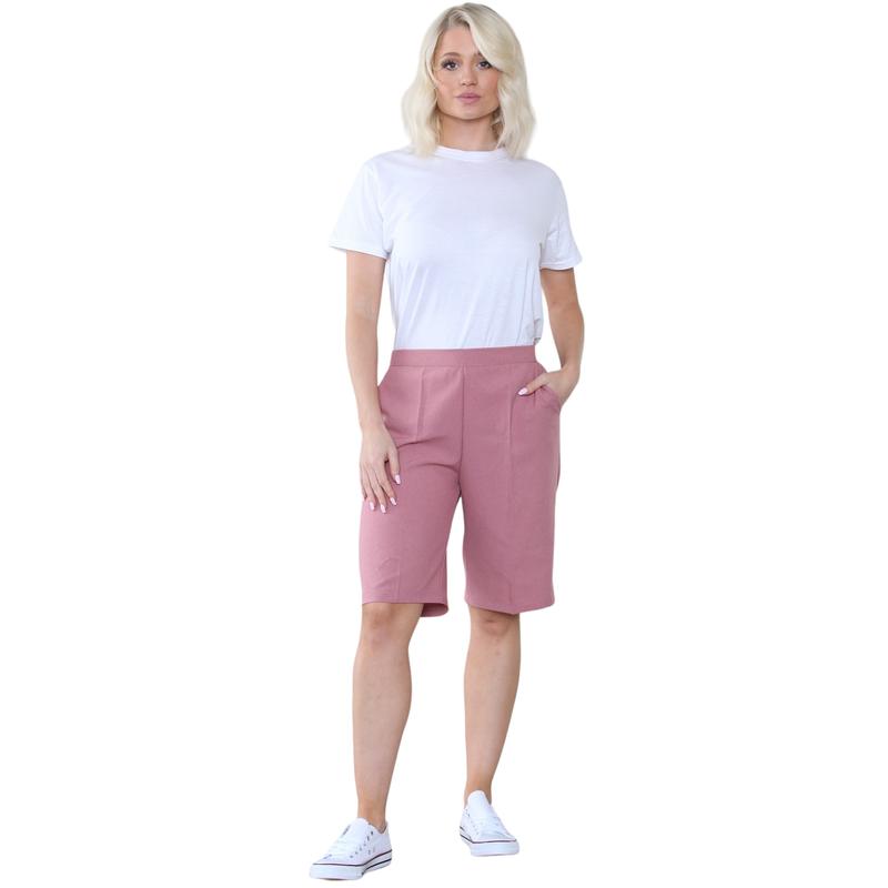 Womens Shorts Ladies Half Elasticated Waist Plain Capri Cropped Stretch Short Length Summer Joggers Running Gym Sports Pool Beach Holidays Pants Causal Lounge Wear Bottoms Size 10 to 24 Comfort Basic Straight Trouser Minimalist Womenswear 8