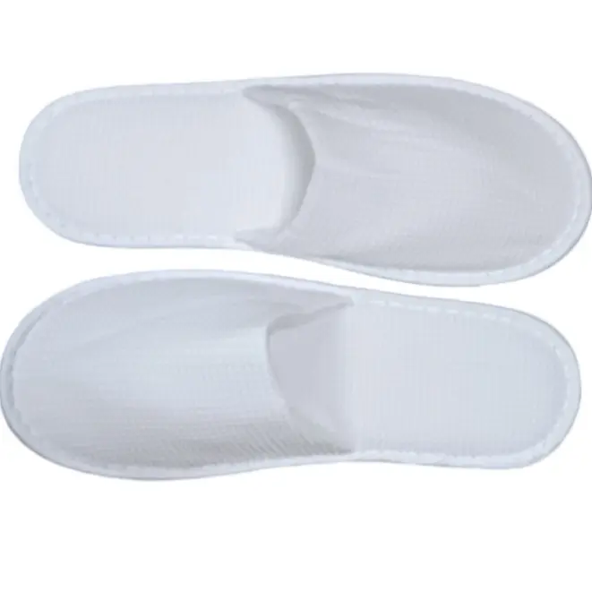 5 Pairs White Waffle Closed Toe Slippers White Waffle Closed Toe Slippers Hotel Spa Weekend House Warming Footwear  Slide Flipflop warm  slippers