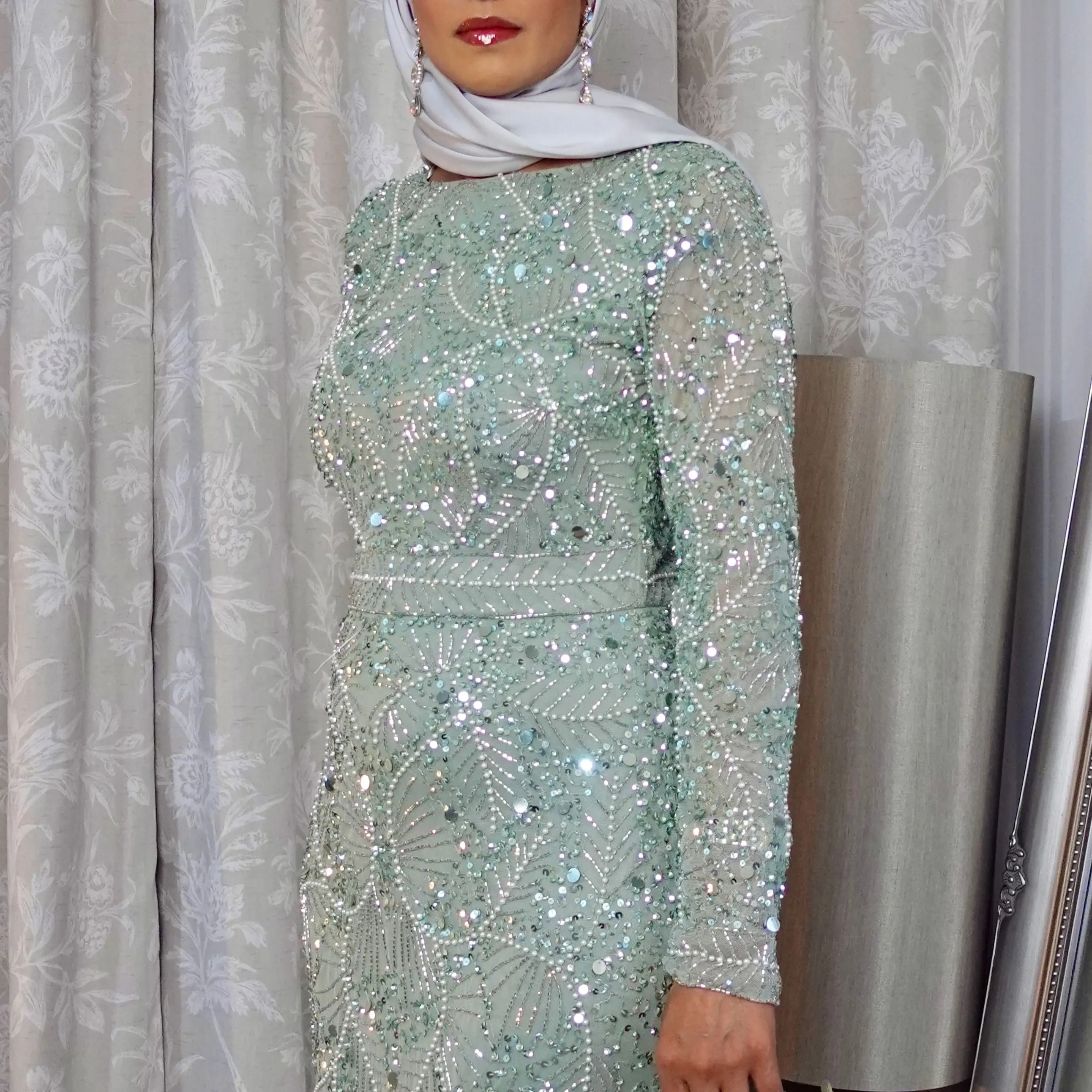 Hiba Sequin Dress Saphire Bkue A line  Occasional Evening Wear