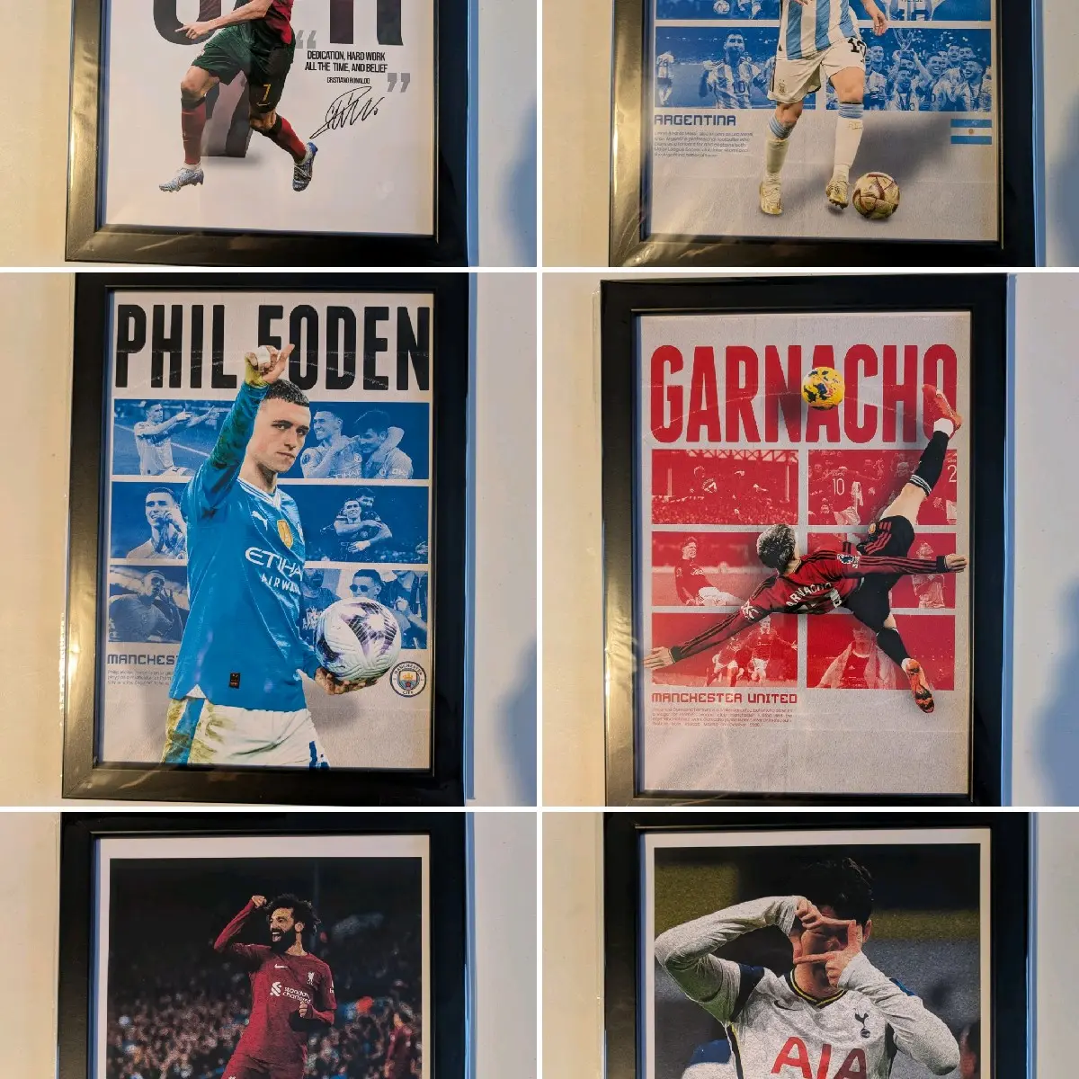 football print framed - multiple player and size, options