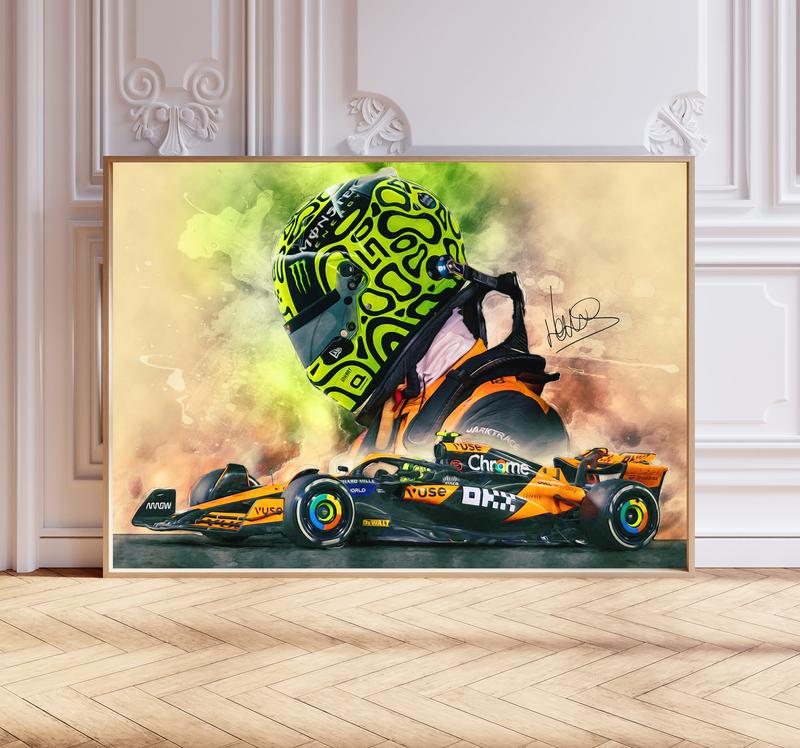 Lando Norris 2024 F1 Poster Print, Signed Reproduction, Formula One Wall Art - PRINT ONLY - FRAME NOT INCLUDED 0