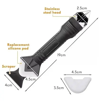 Silicone Remover Tool, 5-in-1 Silicone Sealant Remover and Caulking Tools Kit with Smoother Tool, Sealant Finishing Tool, Scraper, Caulking Mould Removal DIY for Bathroom, Kitchen, Floor, Window, Corn 1