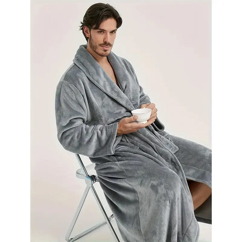 Couples new bathrobe dressing gown European style Men's and Women's homewear flannel nightgown 2