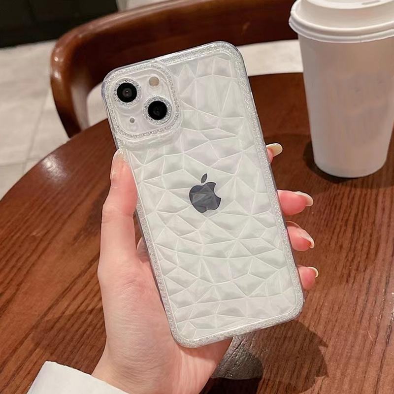 Product Introduction of 「Bubble Phone Case」Luxury Glitter Clear Diamond Texture Phone Case For iPhone 14 13 12 11 Pro Max X XR XS Max 7 8 Plus Lens Protection Soft Cover 5