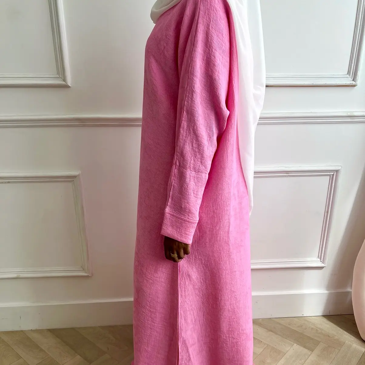 50% OFF Blush Pink Ribbed Abaya - RUH Collection (Size 50-64)