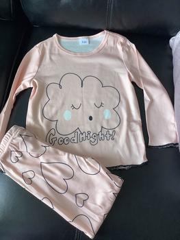 Product Review of Toddler Girl's Contrast Binding Lettuce Trim Tee & Pants Two-piece Set, Cute Casual Cartoon Cloud Print Long Sleeve Top & Heart Print Elastic Waist Trousers for Spring & Fall, Kids Clothes for Daily Wear from 🪬** N**i B**r 🌸** 0