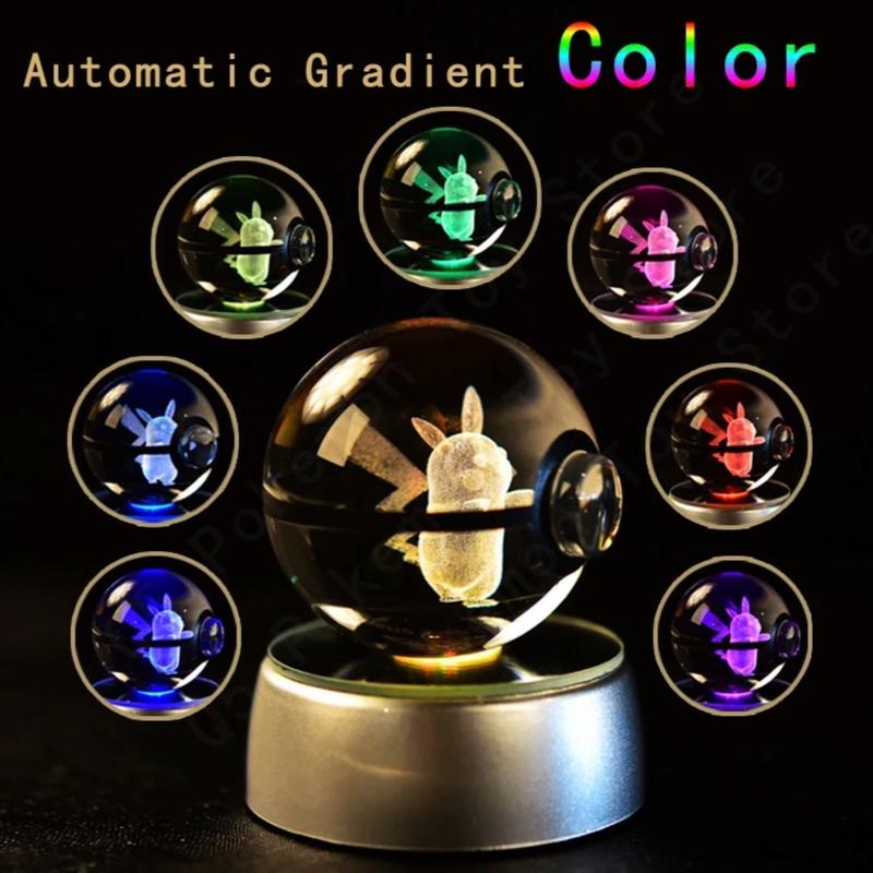 Pokemon Crystal Ball Figurine with LED Lamp Base - Pikachu, Gengar, Mew, Mewtwo - Gift, Decor 1