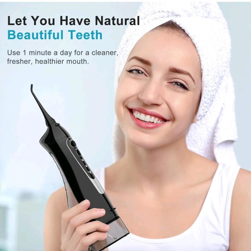 Water Dental Flosser for Teeth Cordless: COSLUS Portable Oral Irrigator 300ML 5 Jet Tips Rechargeable Tooth Flosser Teeth Braces Pick IPX7 Waterproof Irrigation Cleaner for Travel Home Battery Powered Adjustable Nozzle Gift 5
