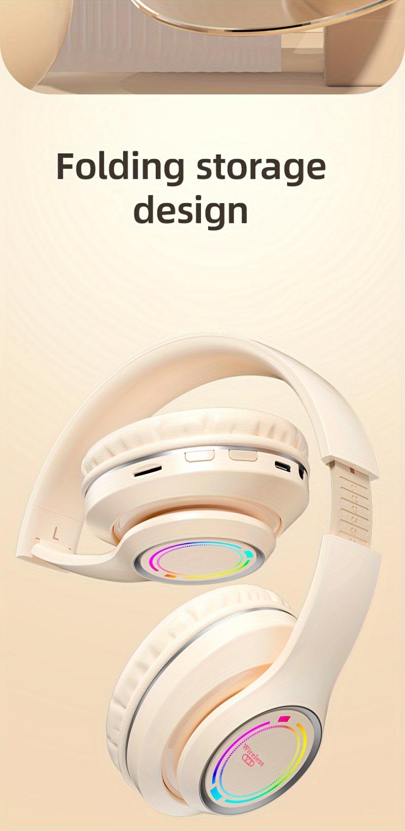 Product Introduction of Glowing Wireless Headphones with Multi-Color LED Lights, Comfortable And Foldable Design, Suitable for Tablets, Pcs, Tvs, And Phones. A Popular Choice for Birthday Travel Gifts, These Over-Ear Wireless Headphones Are Perfect for Any Occasion. 11