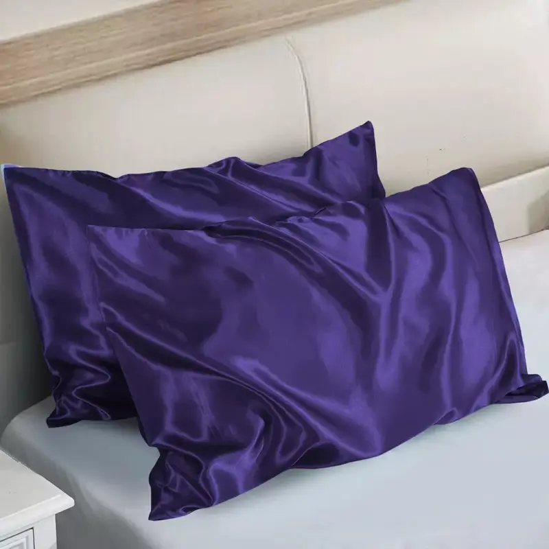 2 Pack Satin Silk Pillowcase For Hair & Skin Pillow Cases Cover Bedding Pair UK 8
