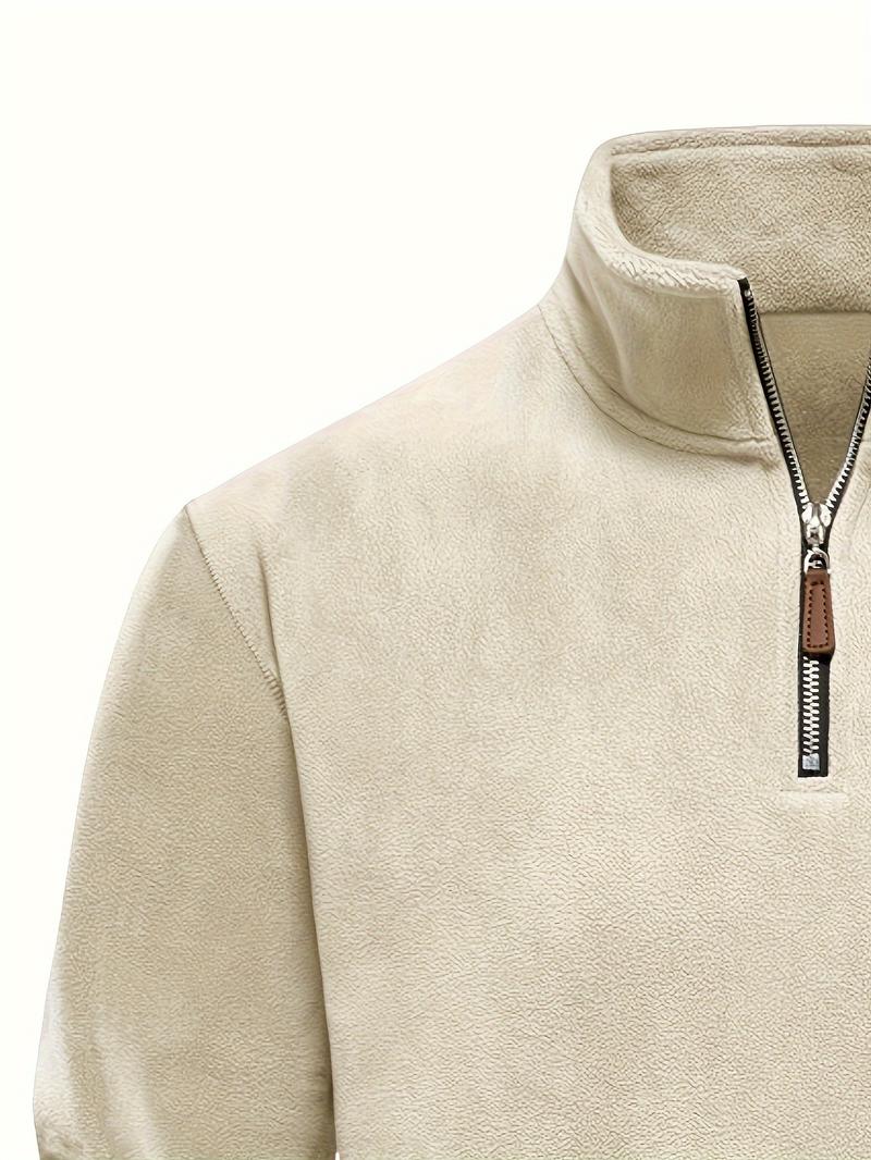 Product Introduction of Autumn & Winter Men's Fleece Henley Shirt, Stand Collar Half Zip Long Sleeve Pullover Top, Male's Classic Fashion, Outdoor Cloth 24