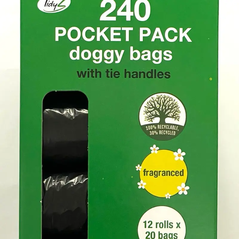 Doggy Bags With Tie Handle Fragranced 240 Pack - Perfect for Picking Up Dog Poo pet wipes poop