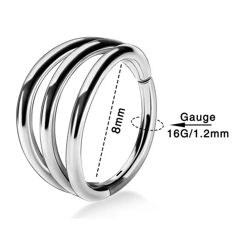 Oufer 16G Triple Layered Hinged Segment Cartilage Rings 8