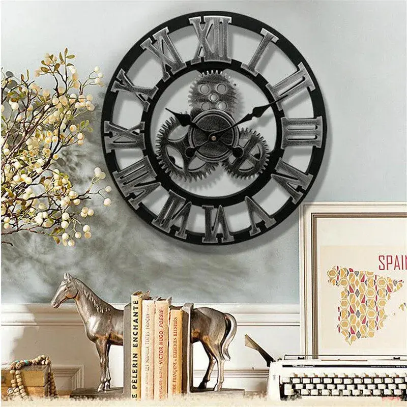 Retro Industrial Style Round Wall Clock