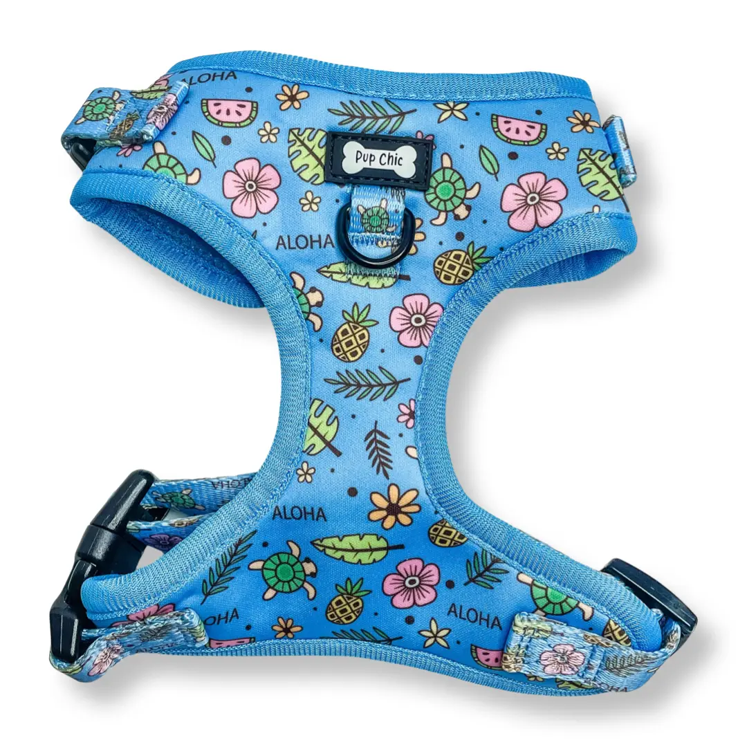 Island Breeze Step-in adjustable dog harness - Blue Hawaiian dog harness