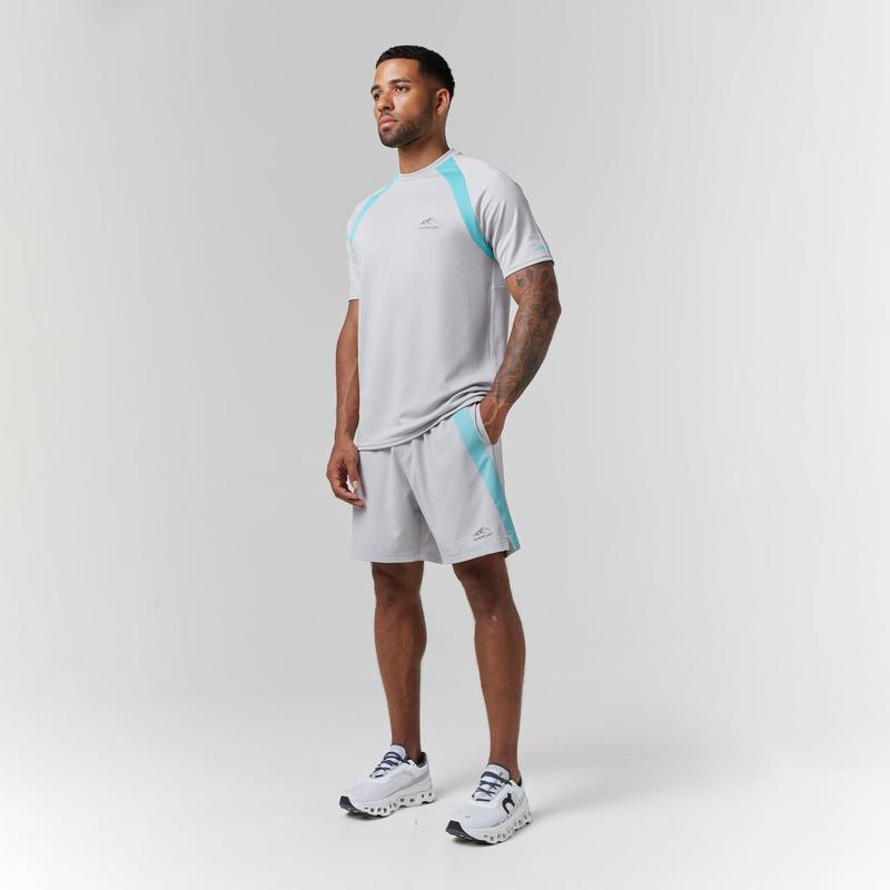 Cut & Sew Stripe Training Twinset I Ice Grey Aqua 1