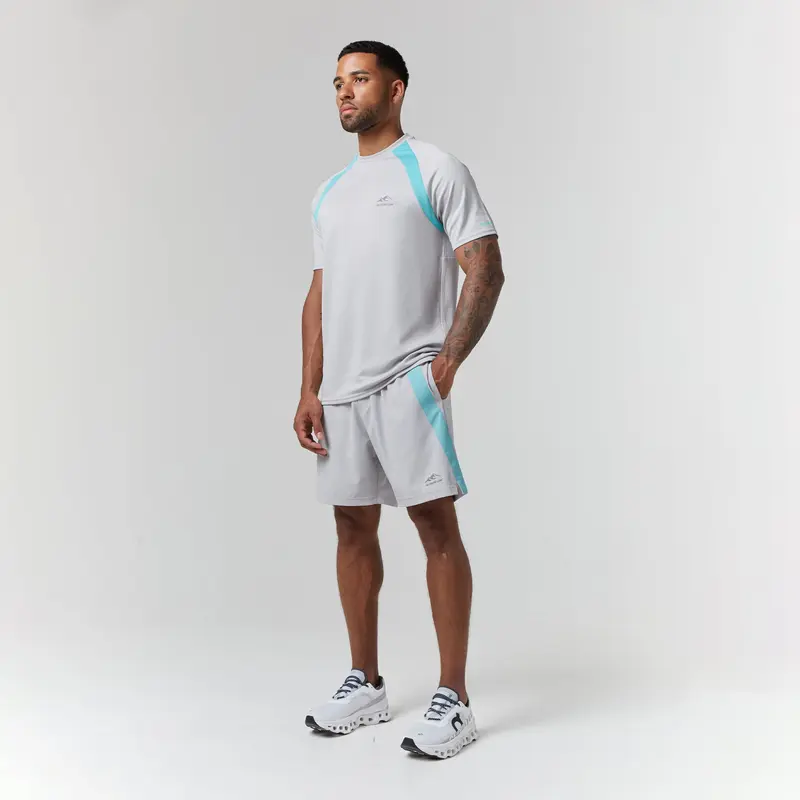 Cut & Sew Stripe Training Twinset I Ice Grey Aqua 1