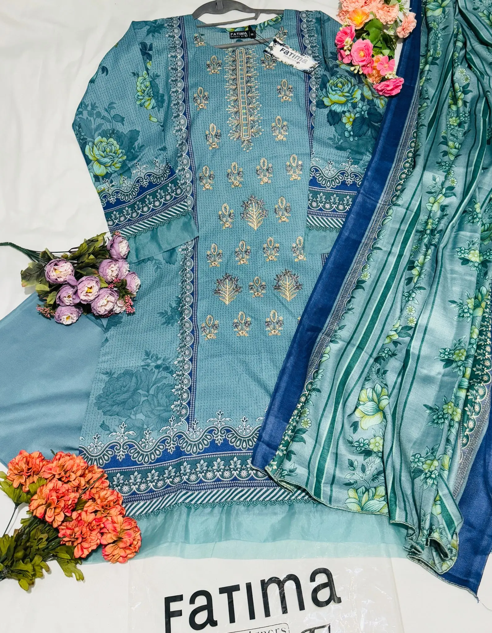 New 3pc Readymade Fatima Designer Dhanak Sequence EMB With Wool Shawl 3 Piece Fancy Dhank Shirt With Wool Shawl 3 Piece Suit Embroidery Daman Bazo lace Border Matching Trouser Embroidered Long Sleeve Ethnic Shirt Matching wool Shawl Comfort Womenswear