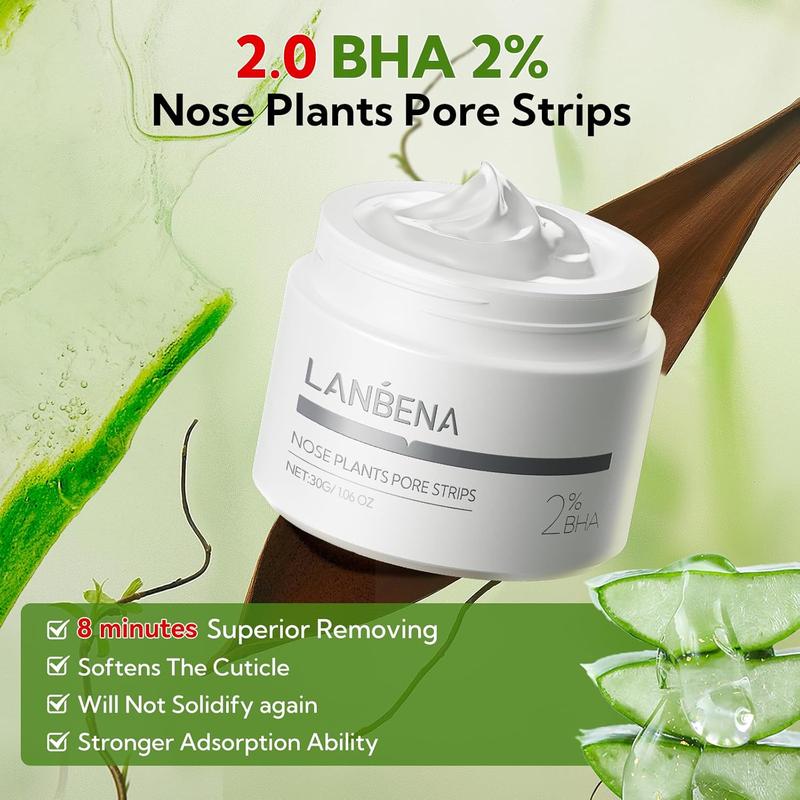 LANBENA 2.0 Blackhead Remover, Nose Plants Pore Strips Deep Cleansing Peel off Mask with Salicylic Acid, Amazonian White Clay, 60Pcs Nose Strips Black Heads Remover from Face 3