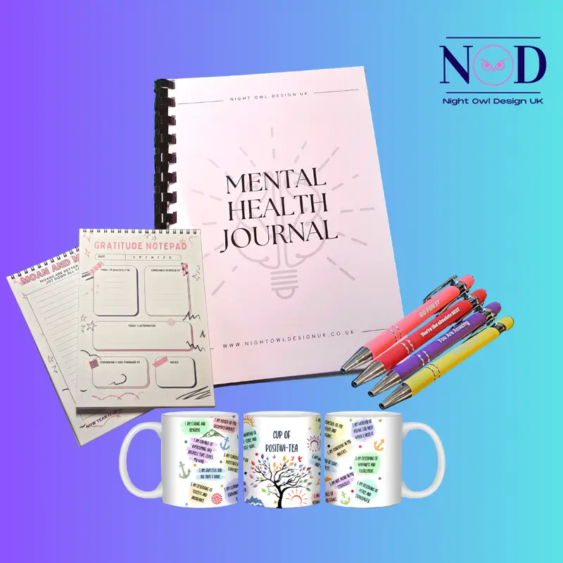 Mental Health Bundle, Mental Health Journal, Affirmation, Pen, Notepad, Positivity 0
