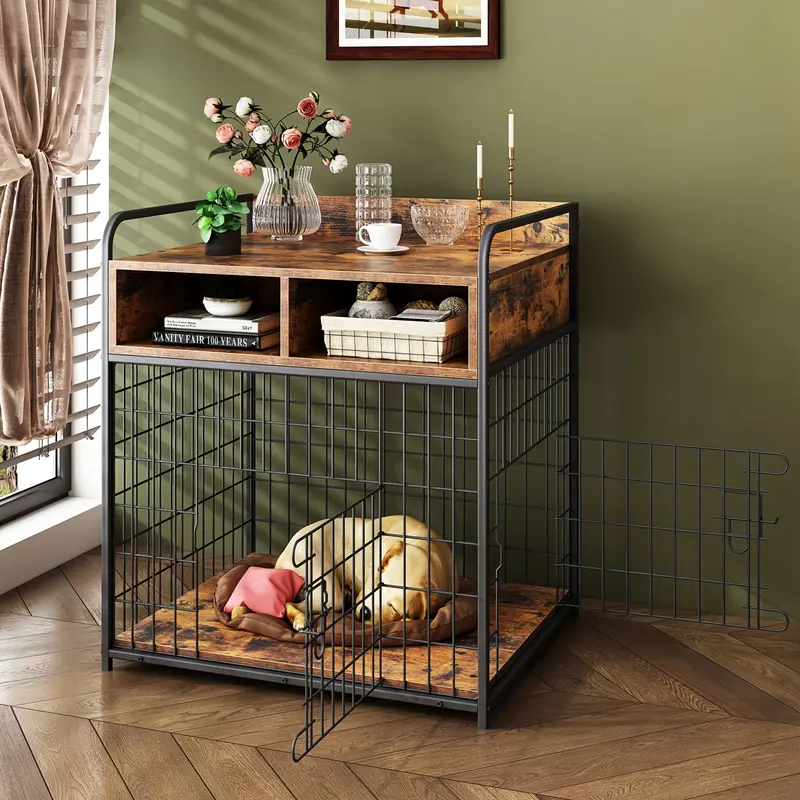 Dog Crate Furniture for Small, Dogs Cage, Wood Dog Kennel with Drawer Storage, Heavy Duty Dog Cage, Sturdy Durable Metal Frame, Inner dimensions: 67x49.5x49.5CM 0