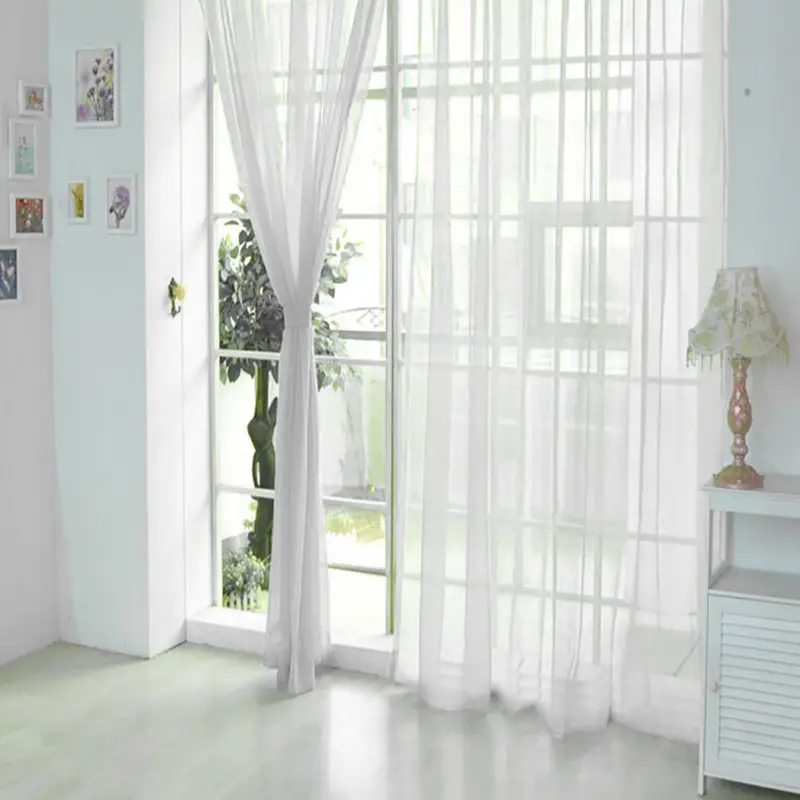 AceHome Sheer Voile Window Curtain Panel Sheer Curtains Net Curtains Privacy Protected Rod Pocket Window Curtains White 0