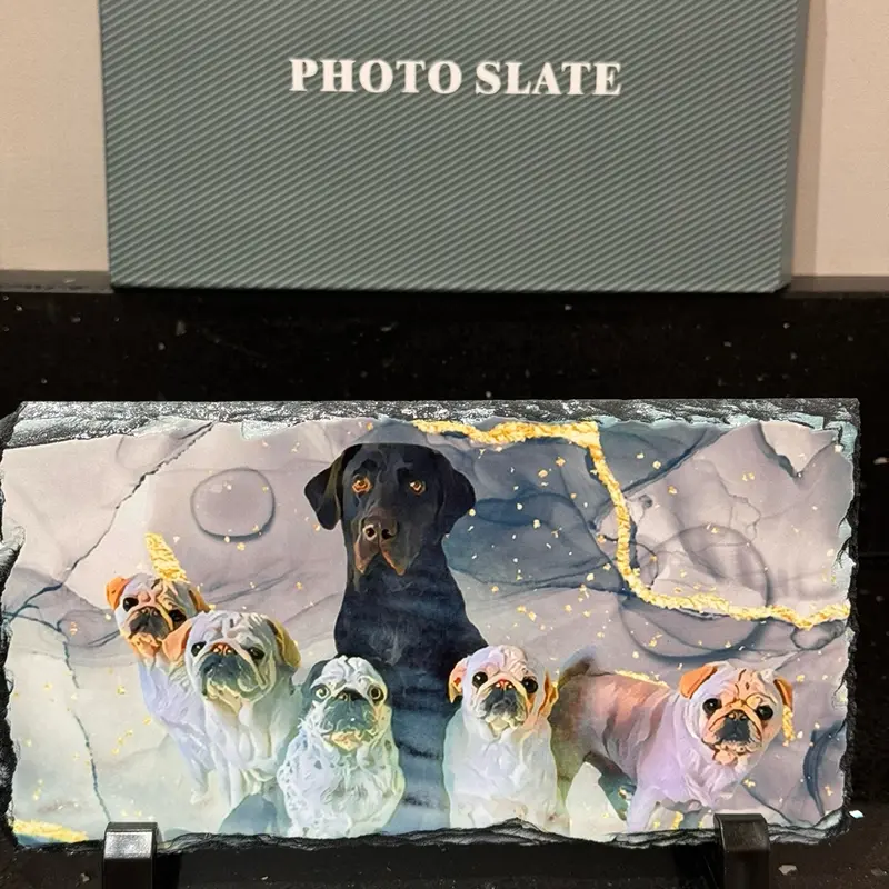 Custom Slate Photo Tile + Mothers Day + Dog Owner Gift + Pet Pictures + Rectangle 22cm x 12 cm with Gift Box 4