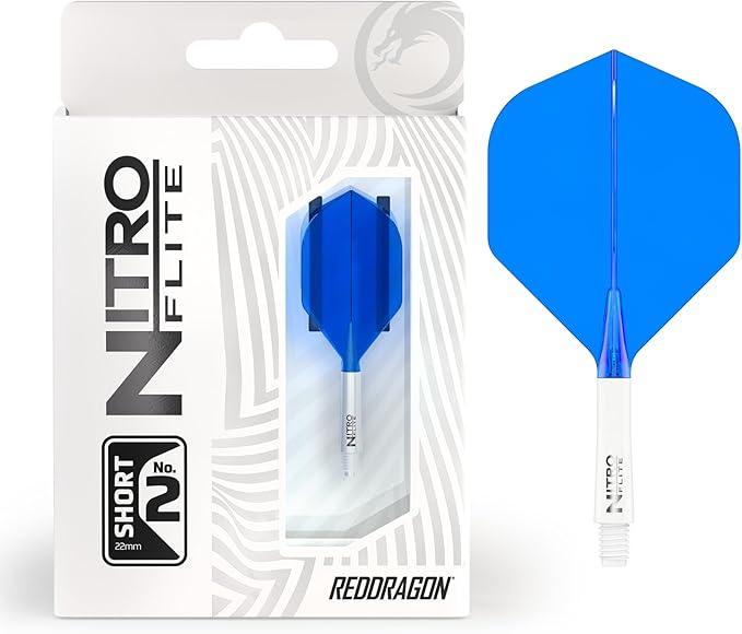 Nitro Flite Integrated Flight & Shaft System–No.2 Shape and Design-Available in Short, Intermediate & Medium - White, Black, Blue, Yellow & Clear - Professional Darts Accessories 8