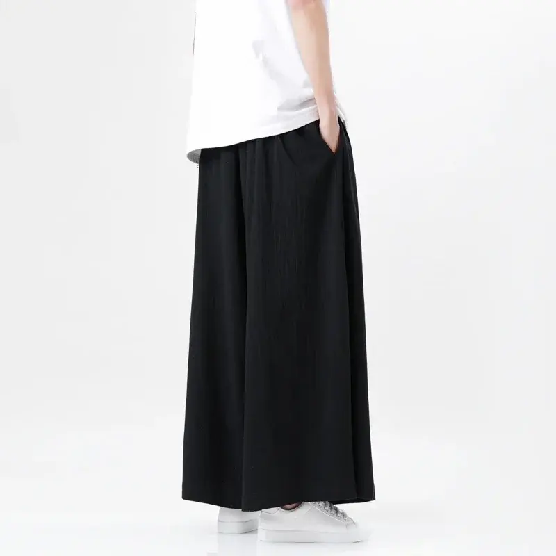 2024 Summer Chinese Style Men Harajuku Pants Man Japanese Kimono Pants Male Streetwear Retro Wide-Leg Trousers 4