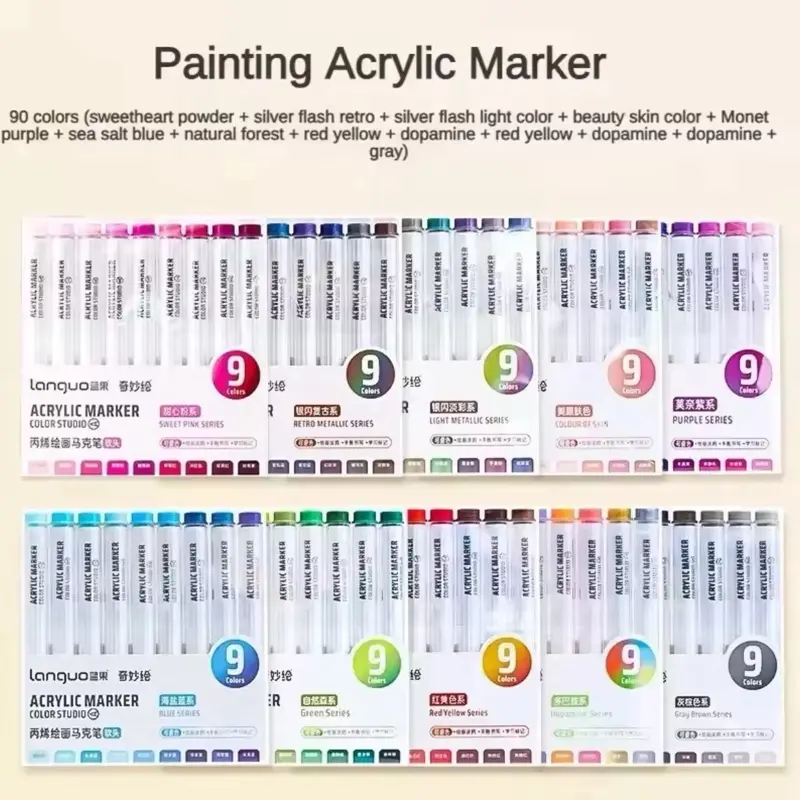 SKIN TONE SETS & More 9/144 Colors Acrylic Paint Art Marker Pen for DIY Painting Drawing on Card, Ceramic, Stone, Mug, Glass, Fabric - Office Stationery Supplies