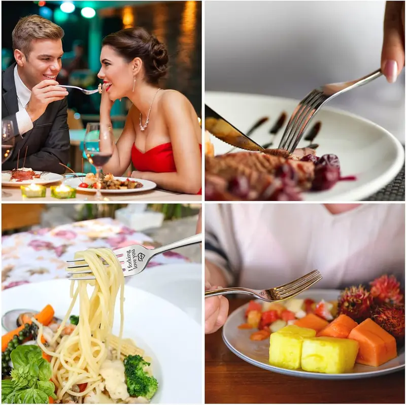 Engraved Fork, "I Forking Love You" Stainless Steel Fork with Luxury Black Box, Ideal Gift for Christmas and Valentine's Day Cutlery Lightweight 6