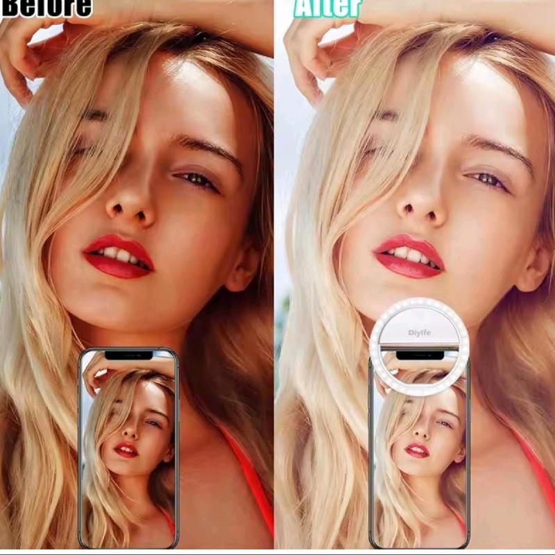 Selfie Light for Phone, Ring Light for Phone [Rechargeable] with 3 Brightness Levels & 30 LEDs, Dimmable Phone Selfie Ring Light for Phone, Tablet, Laptop, Zoom Meeting, Makeup, Video Accessories Adjustable Clip Portable Compact Cellphone Smartphone 1