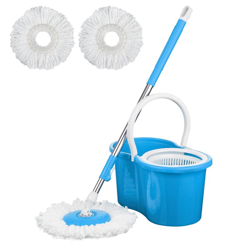 Crystals 360° Spin Mop Bucket Set with 2 Microfiber Heads - Red/Blue/Purple - Stainless, Cleaning 4