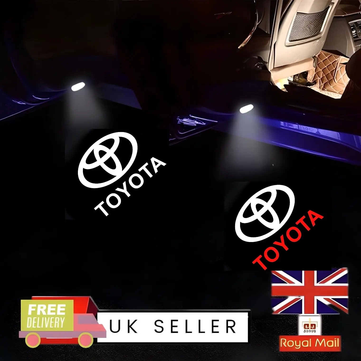 Toyota LED Logo Projector - 2Pcs Puddle Shadow Lamp for Car Door