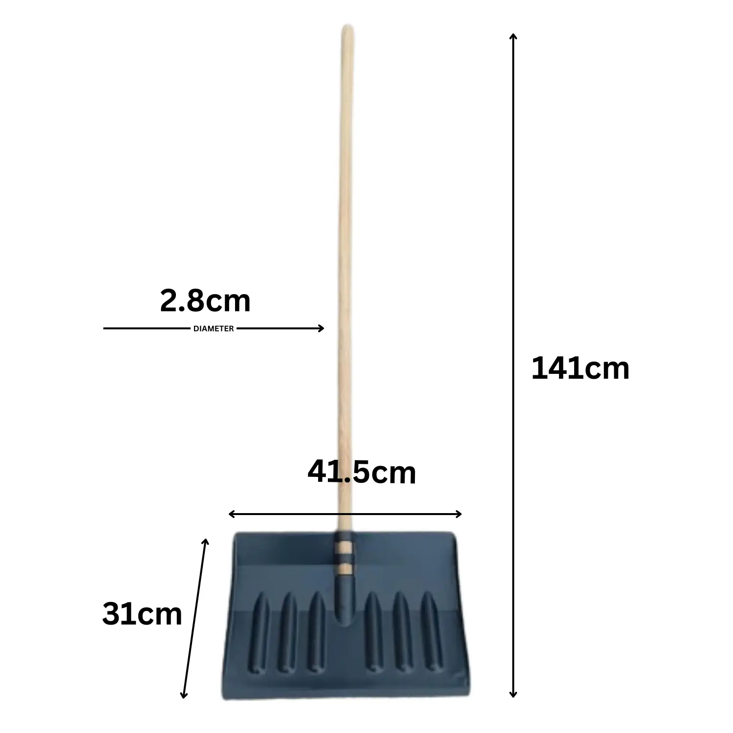 Snow Shovel with Wooden Handle - Multipurpose Plastic Shovel for Snow and Garden Debris - 120cm Long