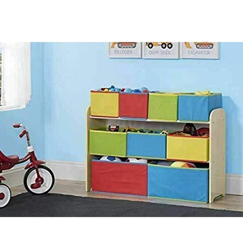 Walgreen Xample® Kids Wooden Children Toy Storage Rack shelf with 9 Boxes Organizer Grey & Blue 3